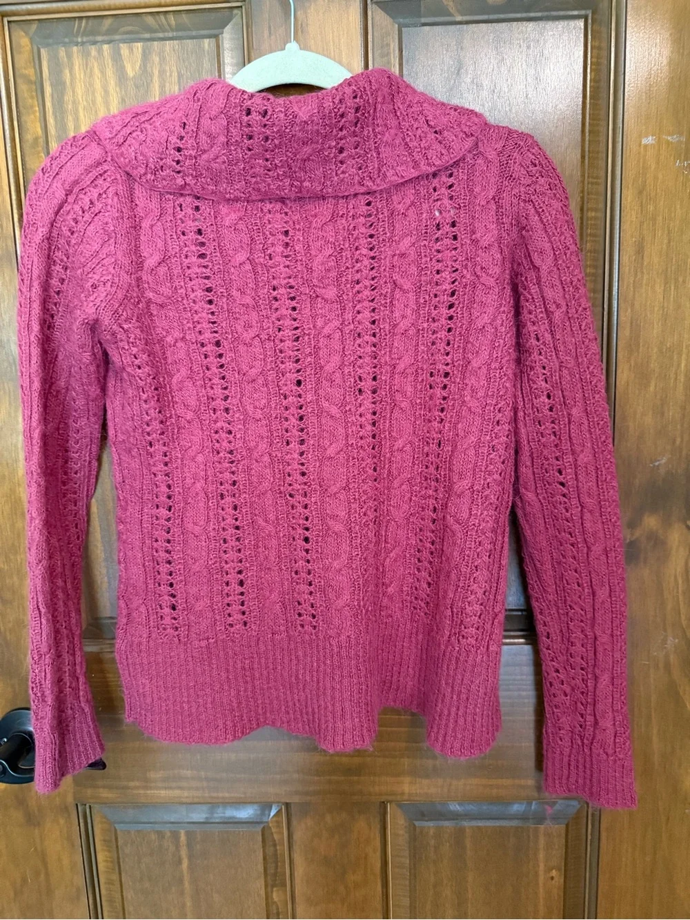 Tommy Hilfiger Raspberry Cable Knit Cowl Neck Sweater